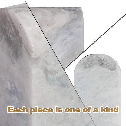Koville African Natural Marble Bookends for Shelves, Non-Slip Book Ends, 13LBS Ultra Heavy Duty Marble Book Holder Organizer, Apartment Decor for Movies/CD/Video Games