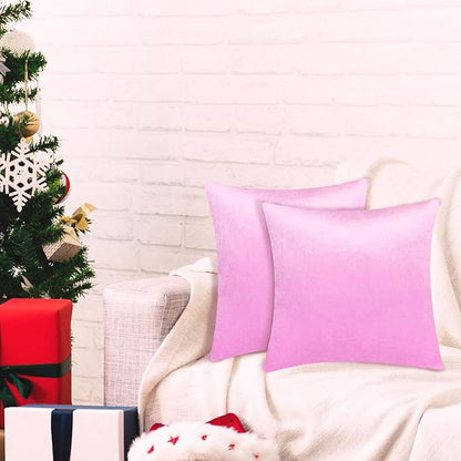 2 Pack 18x18 Pillow Cover Velvet Pillow Covers, Square Throw Pillow Covers for Living Room Decorations Throw Pillow Case, Throw Pillow Cover Cushion Cover for Sofa Bedroom Car, Pink Velvet