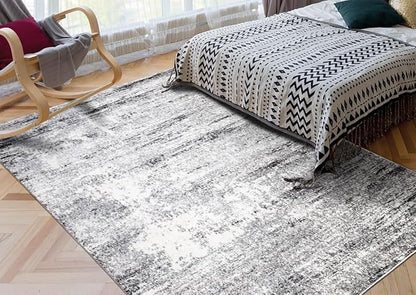 Keen Home Design Area Rugs - Non-Shedding, Thick Pile Abstract Rugs for Kitchen, Living Room, Bedroom, Dining Room, Entryway (Abstract Cream/Grey, 5'11'' x 9'2'')