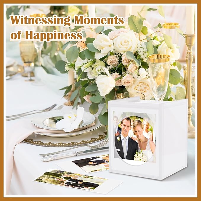 DARCKLE Mini Polaroid Frame & Photo Storage Box,4.2’’x3.5’’ Instax Frame,With magnetic sliding cover for Polaroid i-Type/600/SX-70 Film/Instax Mini Film,Wedding Guest Book Alternative