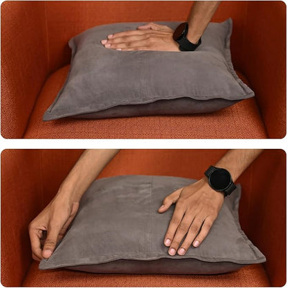 LL LEATHER LOVERS Genuine Suede Leather Pillow Cover, 18x18 Inch Case for Lumbar Throw Couch Pillows, Thick & Soft Cushion Covers for Sofa Bed Home Decor (Suede Grey Box Pack of 1)