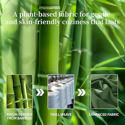 Shilucheng 100% Viscose Derived from Bamboo_ Sheets King Size 4pcs - Ultra Cooling & Silky Soft Bed Sheets, 16" Deep Pocket, Perfect for Hot Sleepers, Hotel Bedding Sheets (Olive)