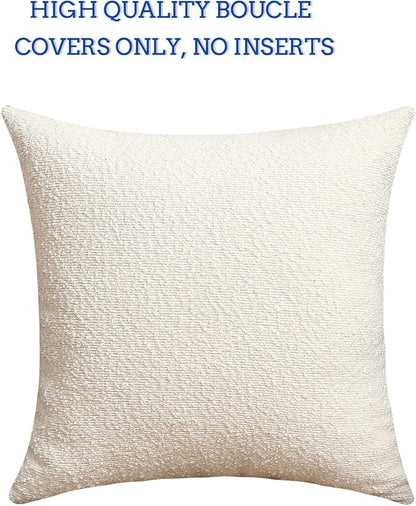 Jeneoo Ivory Decorative Square Thick Accent Throw Pillow Covers Fine Textured Boucle Couch Cushion Cases for Livingroom Sofa Decor, Set of 1, 24 x 24 Inch