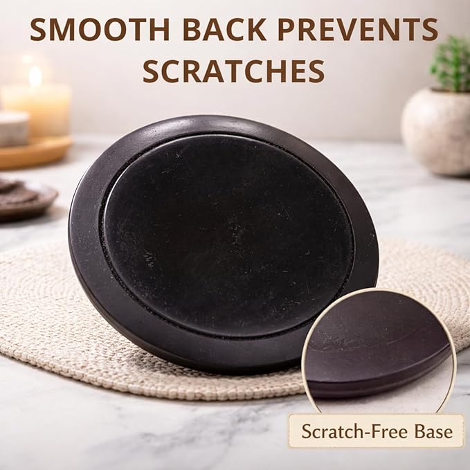 Handmade Marble Incense Holder - Round Incense Burner with Multiple Holes for Incense Sticks. Decorative Ash Catcher for Home and Office Decor. (4 inch Diameter, Black)