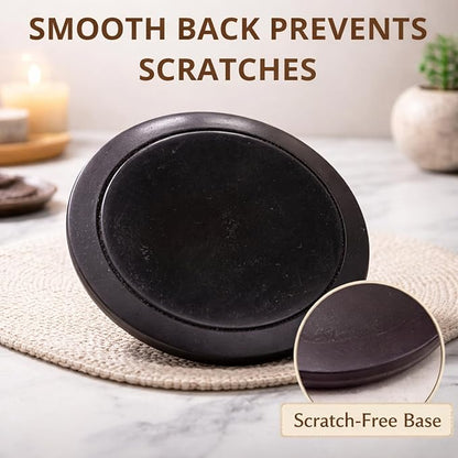 Handmade Marble Incense Holder - Round Incense Burner with Multiple Holes for Incense Sticks. Decorative Ash Catcher for Home and Office Decor. (4 inch Diameter, Black)