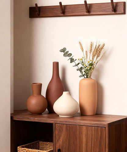 Ceramic Vase Home Decor Small Flowers Vase Set of 4 Living Room Decoration Bookshelf Bedroom Office Kitchen Dining Table Modern Farmhouse
