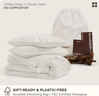Bedsure Cotton Duvet Cover Twin - Luxury Slub Weave 100% Cotton Duvet Cover with a Linen Like Textured, Easy Change Durable Bedding, Coconut White, 68" x 90"