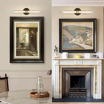Modern Black Crystal Picture Light for Wall Hardwired, 18 Inch Dimmable Painting Lights for Wall Art, Vanity, Over Mirror, Paintings, Living Room, Picture Frame (Includes Bulb)