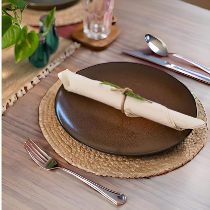 Eco Crave Jute Round Woven Placemats Set of 2, Natural 13 Inch Boho Farmhouse Rustic Hand Woven Place mat for Dining Table Decor, Wicker Chargers Heat Resistant Easy to Clean and Non-Slip Placemat