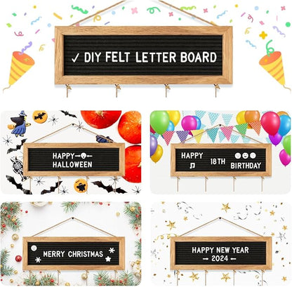 Family Picture Frames Collage Photo Hanging Display, Unique DIY Felt Letter Board with 340 Letters and 30 Clips for Wall Hanging Boho Office Room Bedroom Decor, Birthday Party Teenage Teen