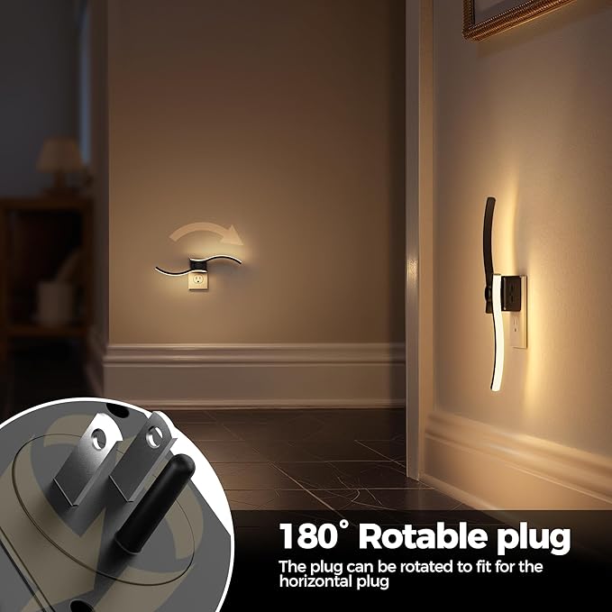 Briignite Night Lights Plug into Wall, Wall Sconce Night Light with Dusk to Dawn Sensor, Dimmable Night Light Plug in, 1W 3000K Soft White for Adults Kids Room Bedroom Bathroom Hallway Kitchen