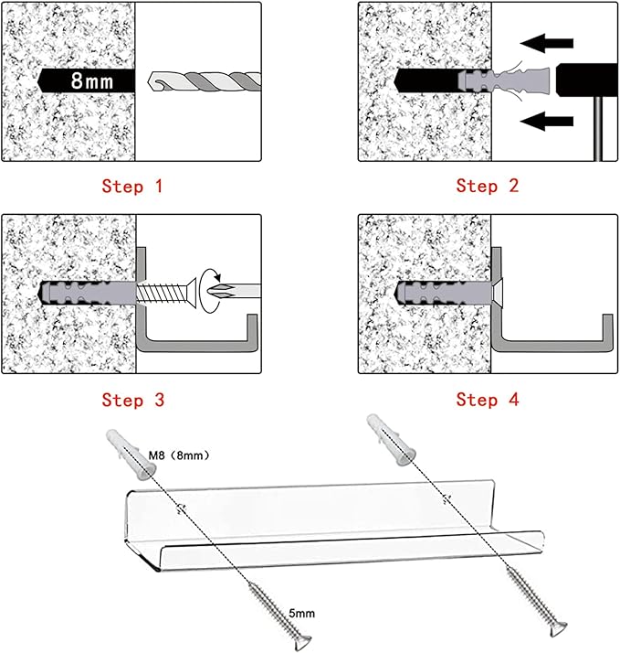 Cerpourt Acrylic Floating Wall Ledge Shelf, Clear Bathroom Storage Shelves Display,Acrylic 15" Invisible Bookshelf (2pack)