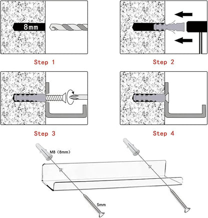 Cerpourt Acrylic Floating Wall Ledge Shelf, Clear Bathroom Storage Shelves Display,Acrylic 15" Invisible Bookshelf (2pack)