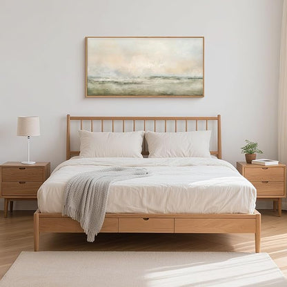 Aryroi Abstract Natural Landscape Framed Canvas Wall Art Set, Watercolor Tan Green Beige Wall Decor, Minimalist Neutral Modern Scenery Artwork for Living Room, Bedroom,Farmhouse- 40"x20"x1