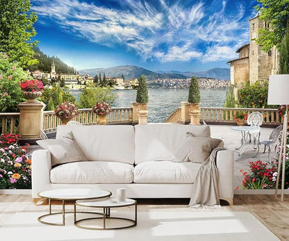 Landscaped Courtyard Mural, Wallpaper can be Used to Decorate Rooms, Living Rooms, Bathroom backdrops（Non-self-Adhesive）