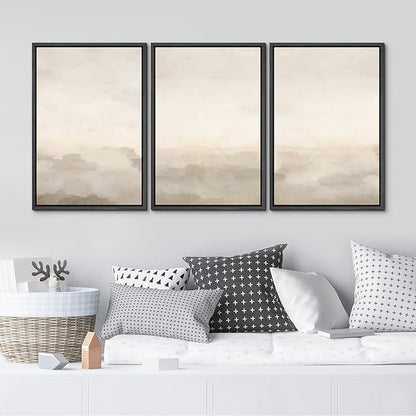 MUDECOR Framed Canvas Print Wall Art Abstract Prints Minimalist Modern Art Neutral Home Decor for Bedroom - 24"x36"x3 Black