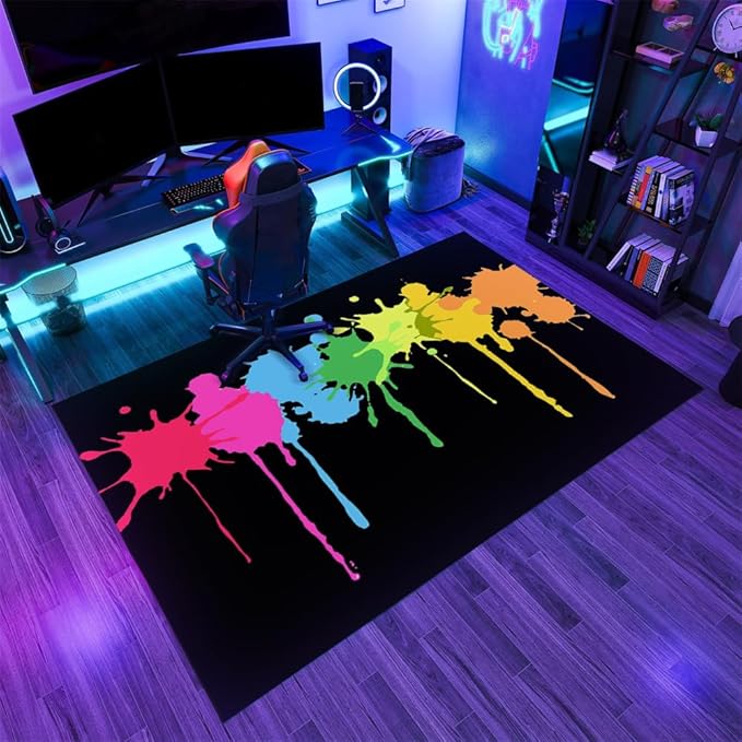 Colorful Paint Splash Rug 6x8 Large Area Rugs Minimalist Multicolor Art Rugs Soft Non Slip Washable Non Shedding Indoor Carpet for Living Room Bedroom Kids Room Home Entrance Foyer Decor