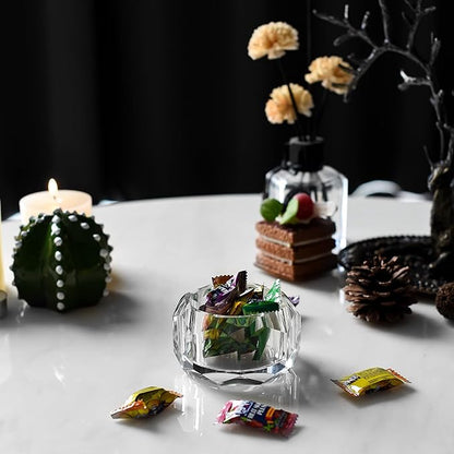 Kitcom Crystal Boxes of Glass Candy Dish Hand-Cut Home Decorative Jewelry Box Candy Jar W 3.15" x H 1.97", Comes With Gift Box
