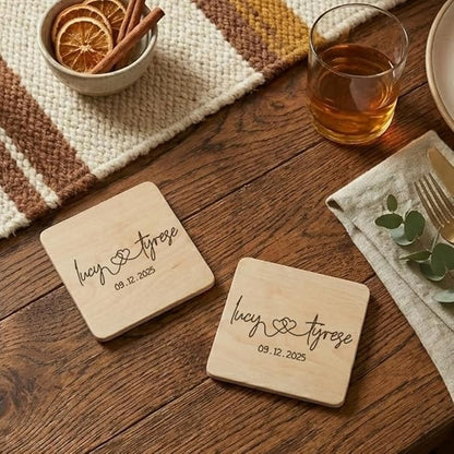 Luxury Custom Couples Wooden Coaster, Gifts for Boyfriend Girlfriend, Valentines Day Gift Gor Him Her, Wedding, Birthday, Anniversary, Christmas 4