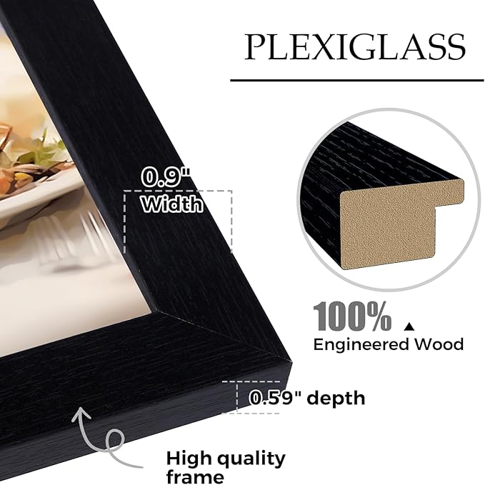 Muzilife 18×24" Black Poster Frame 2 Pack, Engineered Wood Concert Poster Picture Frames with Plexiglass Cover and Hanging Hardware for Horizontal or Vertical