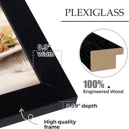 Muzilife 18×24" Black Poster Frame 2 Pack, Engineered Wood Concert Poster Picture Frames with Plexiglass Cover and Hanging Hardware for Horizontal or Vertical