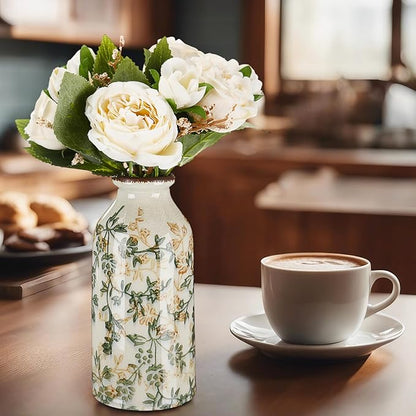 1 Pc Vintage Ceramic Flower Vase Chinoiserie Antique Floral Vase Rustic Boho Farmhouse Decor for Home Table Bookshelf Aesthetic Centerpiece Gift (6.1 Inches)
