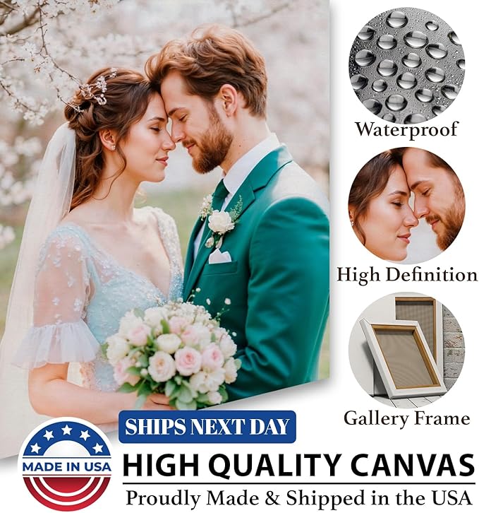 TreeDeal Custom Canvas Prints with Your Photos, Framed 24” x 16” Personalized Pictures Print, Customized Photo to Canvas Wall Art Ideal for Home Decor Gift Wrapping Pets Family Baby Wedding