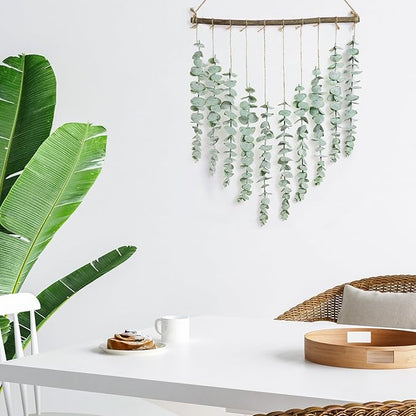 Artificial Eucalyptus Wall Hanging Decor - Fake Eucalyptus Leaves Greenery Vines Wall Hanging Plants - Farmhouse Rustic Boho Decor for Bathroom Bedroom Livingroom Decorations