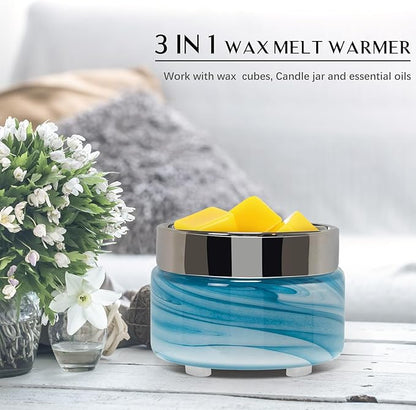 Scented Wax Melt Warmer Electric – Art-glass Candle Wax Warmer, 3-in-1 Wax Melter Burner, Fragrance Warmer for Scented Candles, Wax Melts, Tarts, Essential Oils to Freshen Home Office, Gift & Decor