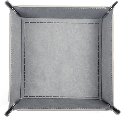 siduater Valet Tray Desktop Storage Organizer - Vegan Leather Catchall Tray Bedside Vanity Tray Nightstand Caddy Holder for Remote Controller, Watch, Keys, Phone, Wallet, Coin, Jewelry - Gray