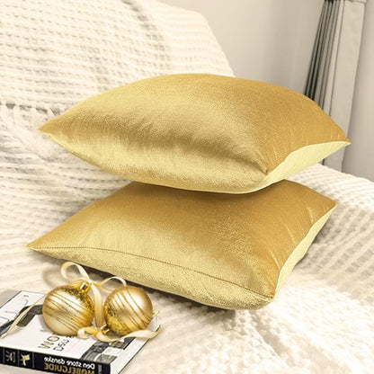 2 Pack 24x24 Pillow Cover Velvet Pillow Covers, Square Throw Pillow Covers for Living Room Decorations Throw Pillow Case, Throw Pillow Cover Cushion Cover for Home Sofa Bedroom Car, Gold