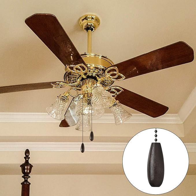 8 Pieces Ceiling Fan Pull Chains Extender Wooden Pendant Pull Chain Extension for Ceiling Light Lamp Fan(Coffee)