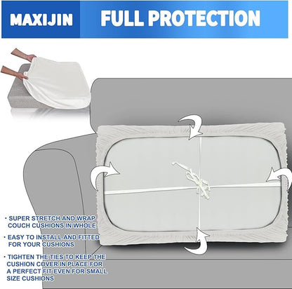 MAXIJIN Velvet Stretch Couch Cushion Covers Soft Loveseat Cushion Cover Replacement Sofa Seat Cushion Slipcovers RV Protector with Elastic Bottom (1 Piece Loveseat Cushion Cover, White)