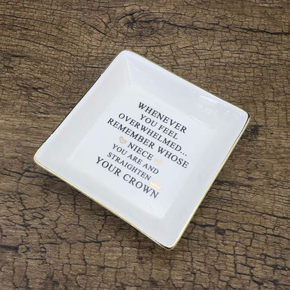 JoycuFF Inspirational Niece Gifts Ring Trinket Dish for Birthday Chrismas-Bestie Gift for Niece from Auntie