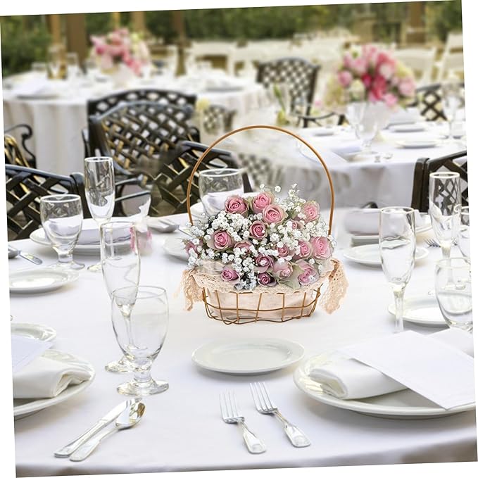 Delicate Iron Flower Basket for Floral Arrangements Decorative Storage and Organizing Elegant Oval Handheld Gift Basket for Home Decor and Special Occasions
