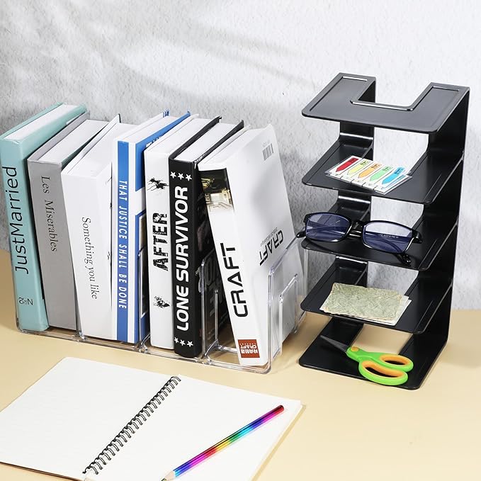 4pcs Acrylic File Organizer Acrylic File Holder Clear Files Sorter Purse Organizer Desk Files Organizers Sturdy Desktop FileFolder Organizers for Envelope Mail Letter Paper Notebook Electronics Office