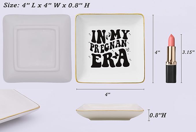 In My Pregnant Era-Funny Pregnancy Announcement Gifts,Expecting Mom Gift,New Mom Gifts,First Time Mom Gift,Mother's Day Gifts,Mama to Be,Christmas Gift,Ceramic Jewelry Tray Trinket Holder Ring Dish