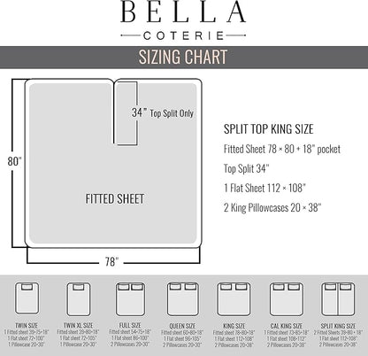Bella Coterie Luxury Bamboo Viscose 34” Split Top King Size Sheet Set | 1 Fitted Sheet for Sleep Number & Adjustable Beds | 100% Organically Grown | Cooling & Soft | 18” Deep Pocket [Olive]