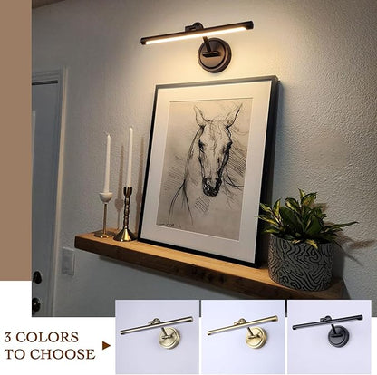 Hardwired 15.7 Inch 7W Black Picture Lights for Wall LED Picture Frame Light Dimmable Painting Lights for Wall Portrait Artwork Warm White