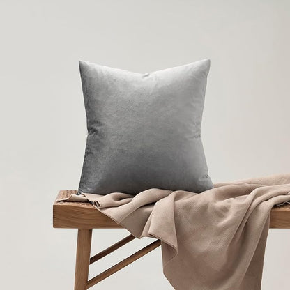 GIGIZAZA 24x24 Velvet Pillow Covers Set of 2,Dark Grey Big Square Throw Pillows Modern Covers for Living Room Decorative Luxury Solid Couch Sofa Pillow Cases