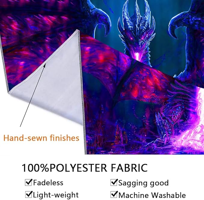 ADDWel Blacklight Dragon Tapestry, Cool Evil-Dragon Tapestry Glow In The Dark, UV Reactive Black Light Posters Wall Hanging for Bedroom Dorm Living Room Backdrop Decor