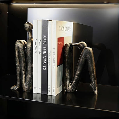 Book Ends,Resin Non Skid Bookends for Heavy Books,Bookends for Shelves Decorative,Creative Shelf Decorations to Hold Books for Home,Office Desk,Bookshelf,Study，1Pair/2Piece 11''