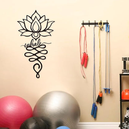 Xedatric Lotus Wall Decor Twin Piece Metal Wall Sculpture for Yoga Decor, Home & Office - Elegant Lotus Decor, Rustic Matte Black Finish