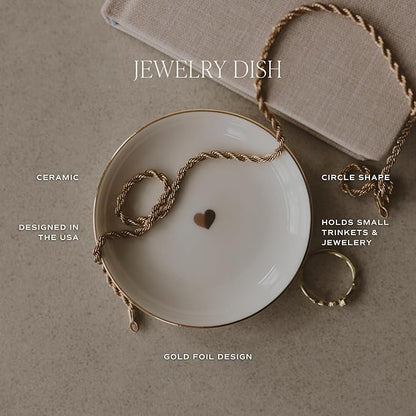 Sweet Water Decor Blue Deft Jewelry Dish Tray - Ceramic Ring Dish for Bridal Shower, Wedding, and Home Decor - Elegant Jewelry Holder & Organizer for Women