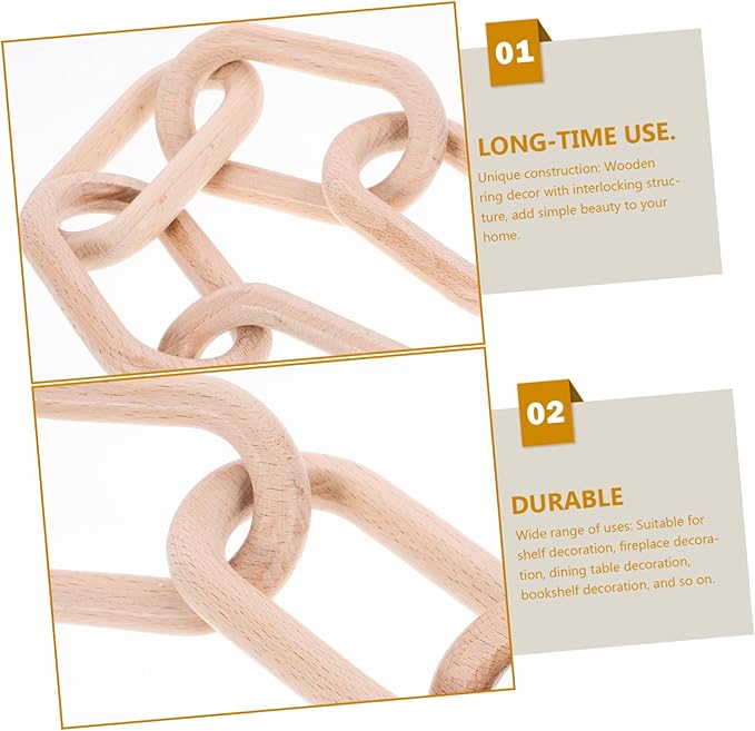Wood Chain Link Decoration Minimalist Table Decor for Living Room Dining Table Rustic Design for Home Office and Special Occasions