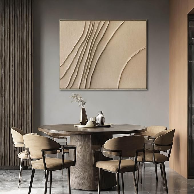 LEVERUP Abstract Painting Posters Art Brown Wall Artwork Minimalist Wall Decor for Dining Room Bedroom Office 32×40 Inchs Office Decorations Wall