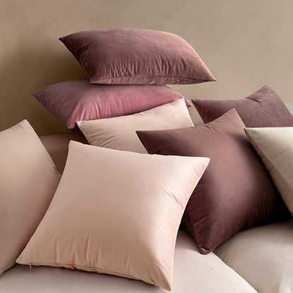 MIULEE Velvet Throw Pillow Covers 18x18 Inch, Pack of 2 - Pink, Super Soft Decorative Square Cushion Cases Modern Luxury Valentines Spring Home Decor for Sofa,Couch,Bed,Chair