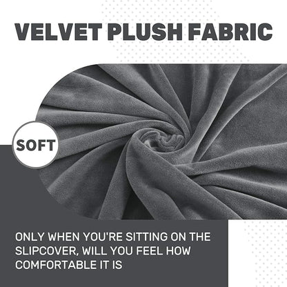 MAXIJIN 1 Piece Velvet Chaise Cover Stretch Sectional Couch Covers for L Shaped Sofa Fitted Soft Chaise Lounge Cushion Cover Sofa Slipcover with Elastic Bottom (Chaise Cover, Gray)
