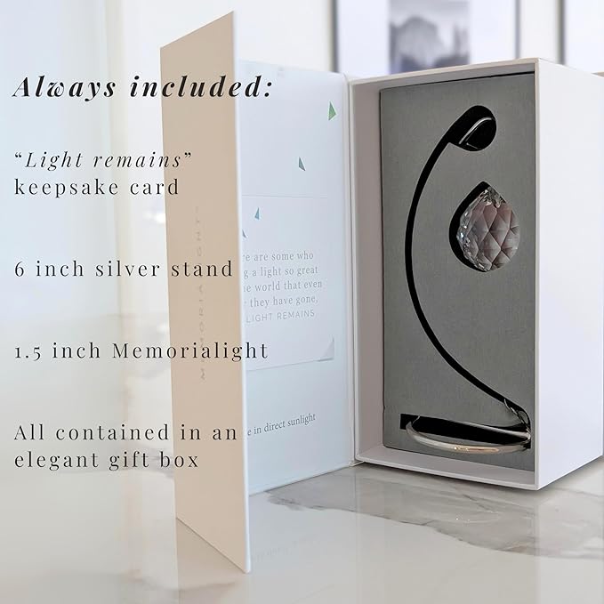 Memorialight Tabletop Sympathy Gift with Stand, Crystal Ornament Rainbow Maker, Unique Memorial Gift, Loss of Family & Loved Ones, Miscarriage or Grief Gift, Best for Bereavement & Daily Remembrance