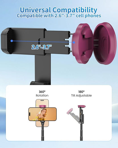 67" Selfie Stick Tripod, All in One Phone Tripod with Wireless Remote, Extendable Compact Tripods Portable Travel Stand for iPhone Android Selfie/Video Recording/Live Stream/Vlog